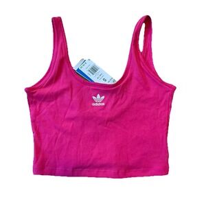 NWT‎ Women's adidas Originals Crop Tank Top Real Magenta Small HG6164 Scoop Back
